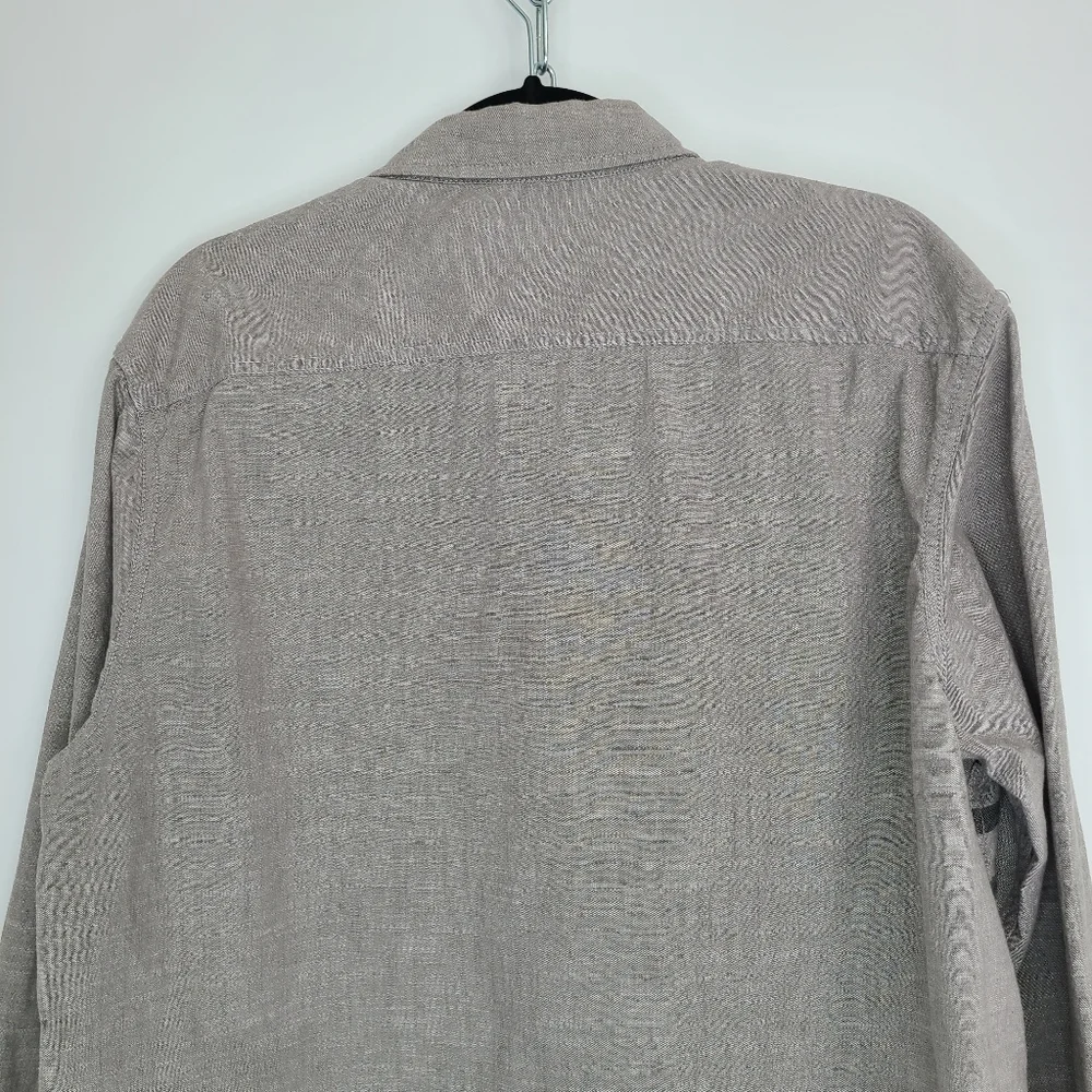 American Rag Shirt Collar Long Sleeve Button-Down Gray Black Stripes X-Large_5